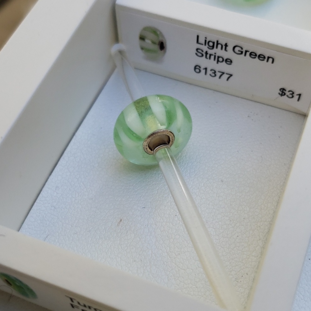 Trollbeads Light Green Stripe Glass Bead